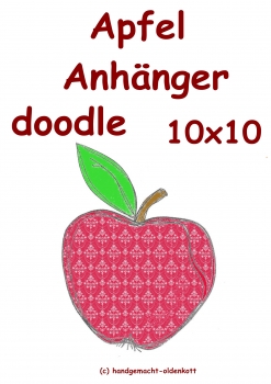 Stickdatei Apfel Anhaenger doodle 10x10
