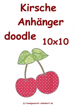 Stickdatei Kirschen Anhaenger doodle 10x10