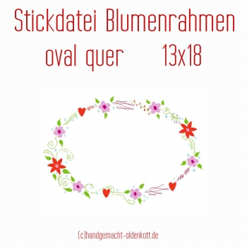 Stickdatei Blumenrahmen oval quer 13x18