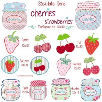 Stickdatei cherries & strawberries