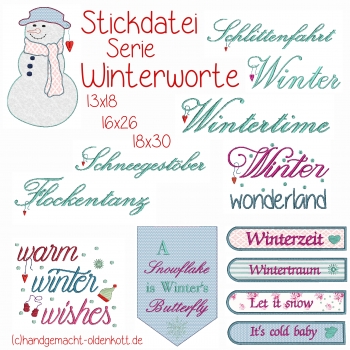 Stickdatei Winterworte