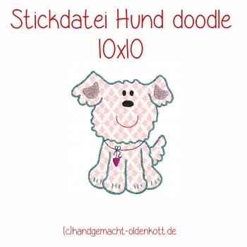 Stickdatei Hund doodle 10x10