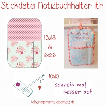 Stickdatei Notizblockhalter ith