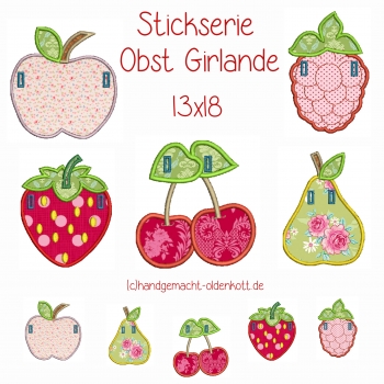 Stickdatei Obst Girlande 13x18 ith