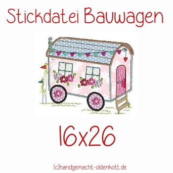 Stickdatei Bauwagen doodle 16x26