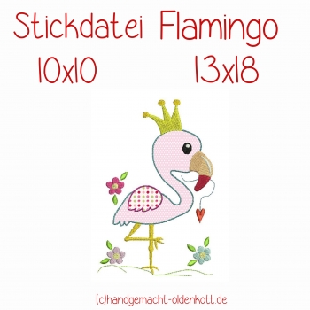 Stickdatei Flamingo doodle 10x10  13x18