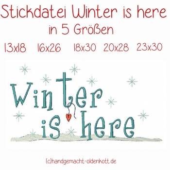 Stickdatei Winter is here in 5 Groessen