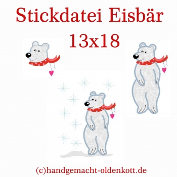 Stickdatei Eisbaer Applikation 13x18