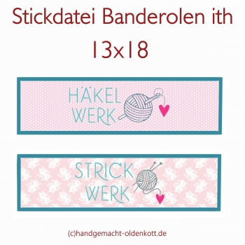 Stickdatei Banderolen Hkelwerk Strickwerk ith 13x18