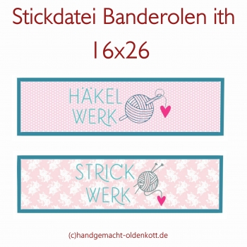 Stickdatei Banderolen Häkelwerk Strickwerk ith 16x26