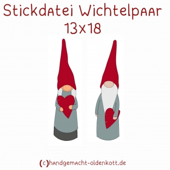 Stickdatei Wichtelpaar 13x18