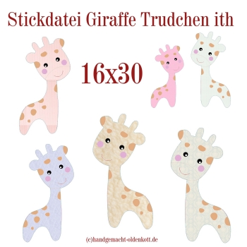 Stickdatei Giraffe Trudchen ith 16x30
