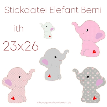 Stickdatei Elefant Berni ith 23x26