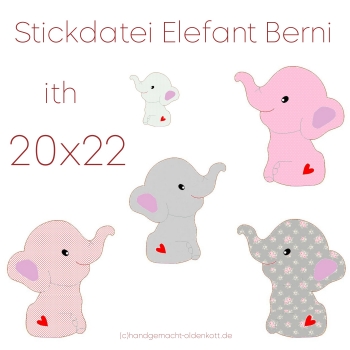 Stickdatei Elefant Berni ith 20x22