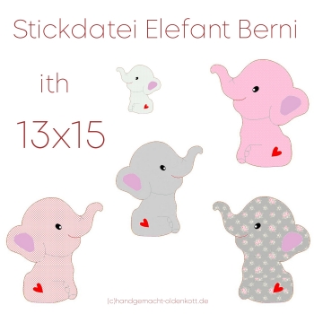 Stickdatei Elefant Berni ith 13x15