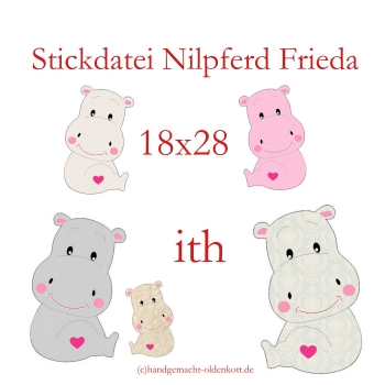 Stickdatei Nilpferd Frieda ith 18x28