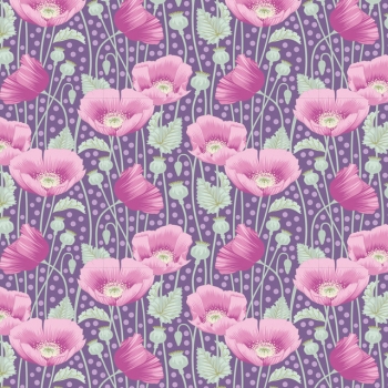 Tilda Stoff Gardenlife Poppies lilac  100306