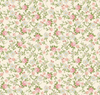 Riley Blake Designs Rose & Violets Garden Sweet Blossoms 10413 Cream