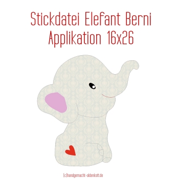Stickdatei Applikation Elefant Berni 16x26