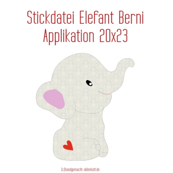 Stickdatei Applikation Elefant Berni 20x23