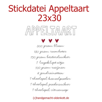 Stickdatei Appeltaart 23x30