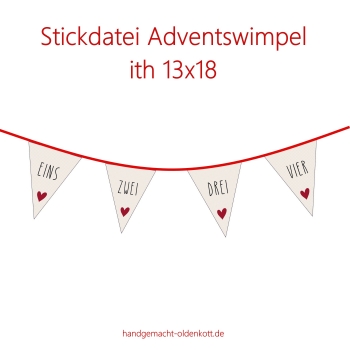 Stickdatei Adventswimpel ith 13x18