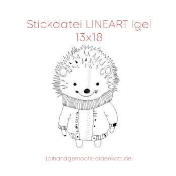 LINEART Stickdatei Igel 13x18