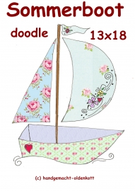 Stickdatei Sommerboot doodle 13x18