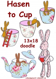 Stickdatei Hasen to Cup doodle 13x18