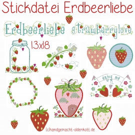 Stickdatei Erdbeerliebe 13x18