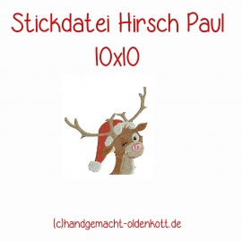 Stickdatei Hirsch Paul 10x10