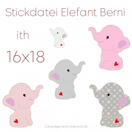 Stickdatei Elefant Berni ith 16x18