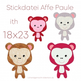 Stickdatei Affe Paule ith 18x23