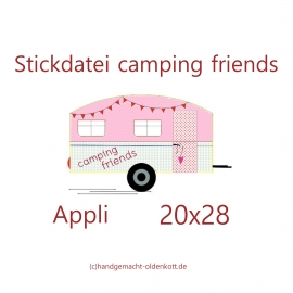 Stickdatei camping friends Wohnwagen Applikation 20x28