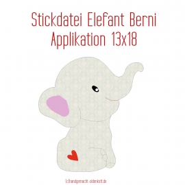 Stickdatei Applikation Elefant Berni 13x18