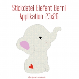 Stickdatei Applikation Elefant Berni 23x26