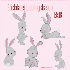 Stickdatei Lieblingshasen 13x18