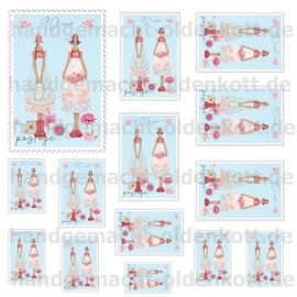 Stoffpaneele Briefmarken Serie 4