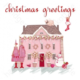 Stoffpaneele Weihnachten Tilda Haus rosa klein