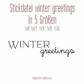 Stickdatei Winter greetings in 5 Größen
